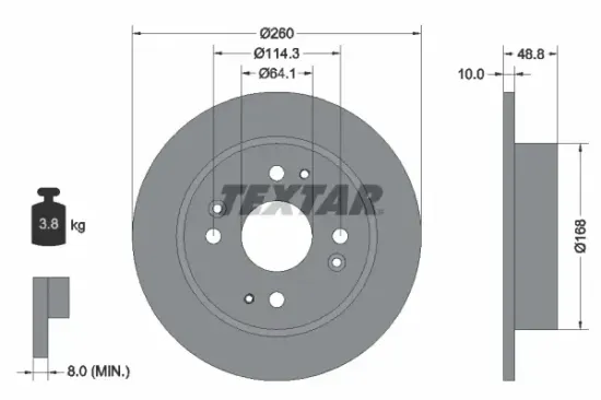 Bremsscheibe Hinterachse TEXTAR 92081700 Bild Bremsscheibe Hinterachse TEXTAR 92081700