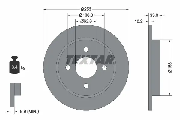 Bremsscheibe Hinterachse TEXTAR 92088403