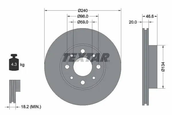 Bremsscheibe TEXTAR 92090300 Bild Bremsscheibe TEXTAR 92090300