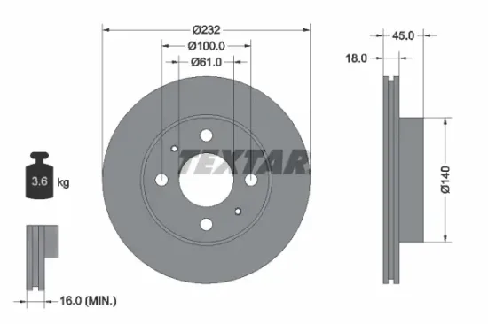 Bremsscheibe Vorderachse TEXTAR 92090900 Bild Bremsscheibe Vorderachse TEXTAR 92090900