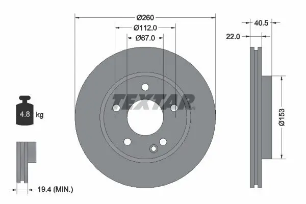 Bremsscheibe TEXTAR 92091303