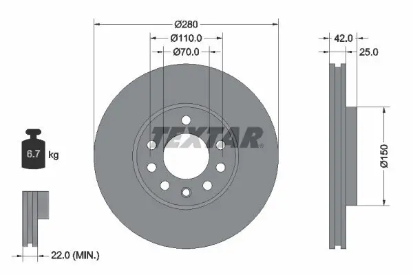 Bremsscheibe TEXTAR 92091903