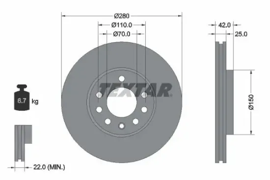 Bremsscheibe TEXTAR 92091900 Bild Bremsscheibe TEXTAR 92091900