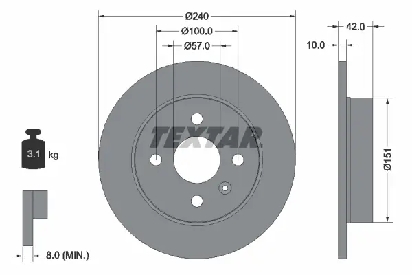 Bremsscheibe Hinterachse TEXTAR 92092003