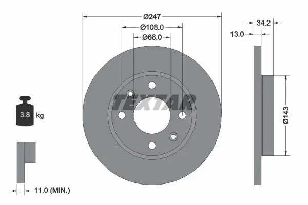 Bremsscheibe TEXTAR 92092803