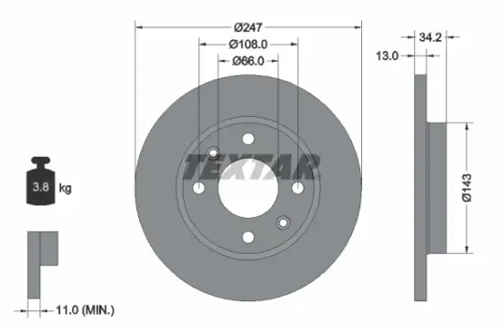Bremsscheibe Vorderachse TEXTAR 92092803 Bild Bremsscheibe Vorderachse TEXTAR 92092803