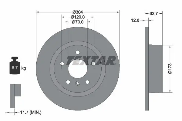 Bremsscheibe TEXTAR 92095203