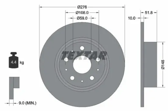 Bremsscheibe TEXTAR 92095300 Bild Bremsscheibe TEXTAR 92095300