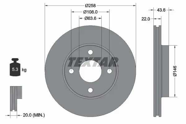 Bremsscheibe TEXTAR 92096203