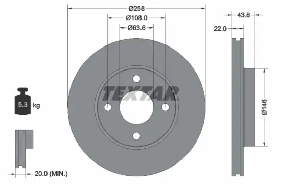 Bremsscheibe Vorderachse TEXTAR 92096200 Bild Bremsscheibe Vorderachse TEXTAR 92096200
