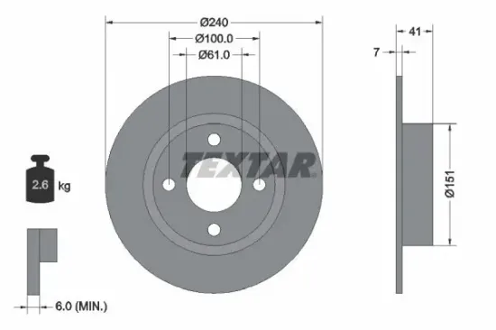 Bremsscheibe TEXTAR 92096500 Bild Bremsscheibe TEXTAR 92096500