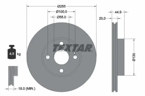 Bremsscheibe Vorderachse TEXTAR 92096800 Bild Bremsscheibe Vorderachse TEXTAR 92096800