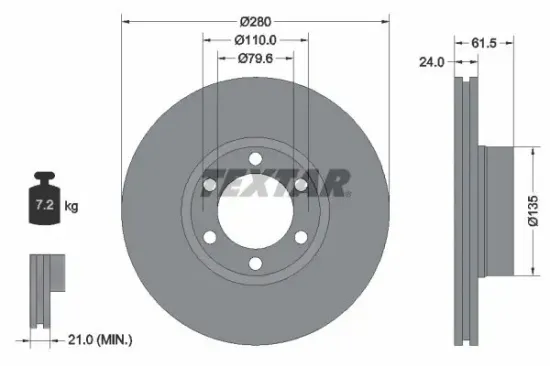 Bremsscheibe TEXTAR 92097703 Bild Bremsscheibe TEXTAR 92097703