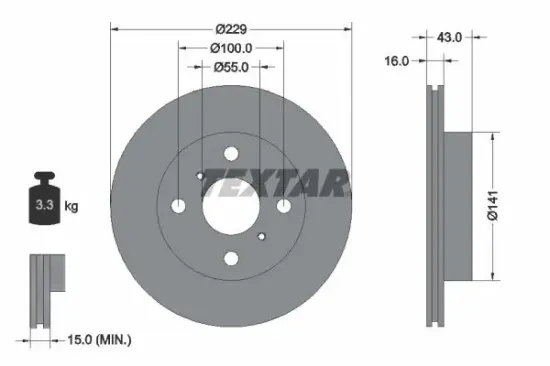 Bremsscheibe Vorderachse TEXTAR 92097900 Bild Bremsscheibe Vorderachse TEXTAR 92097900