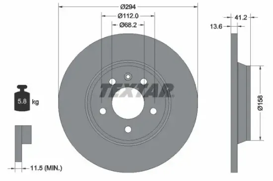 Bremsscheibe Hinterachse TEXTAR 92098103 Bild Bremsscheibe Hinterachse TEXTAR 92098103