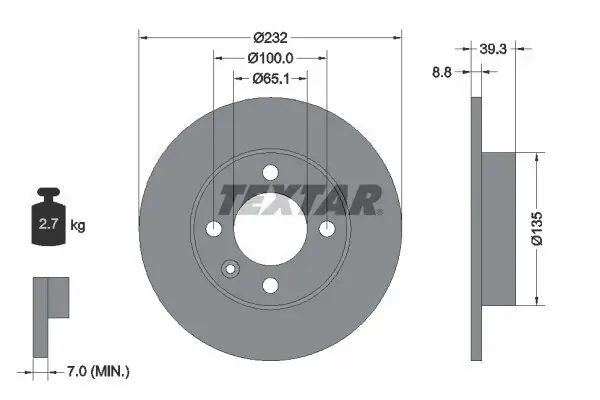 Bremsscheibe TEXTAR 92098203