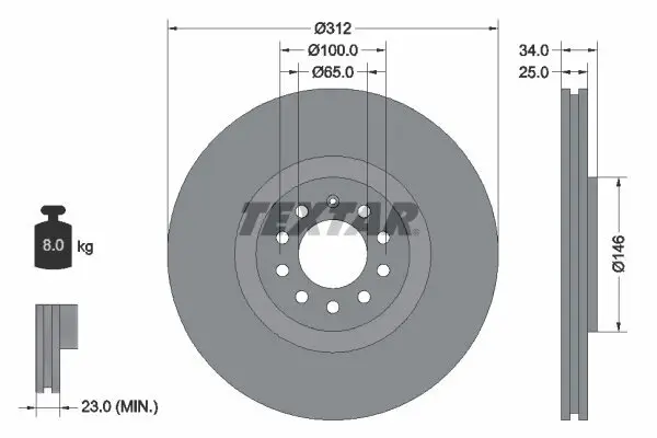 Bremsscheibe TEXTAR 92098505