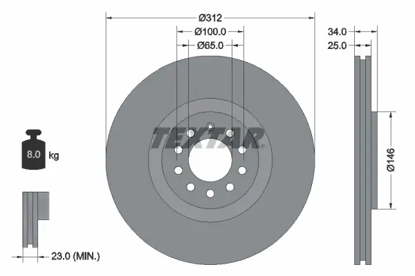 Bremsscheibe Vorderachse TEXTAR 92098505