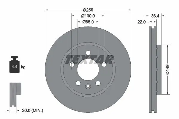 Bremsscheibe TEXTAR 92098603