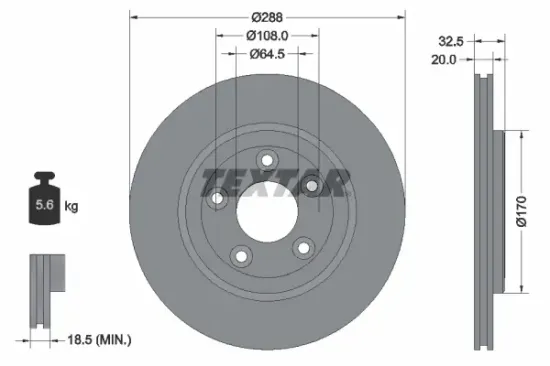 Bremsscheibe Hinterachse TEXTAR 92099100 Bild Bremsscheibe Hinterachse TEXTAR 92099100