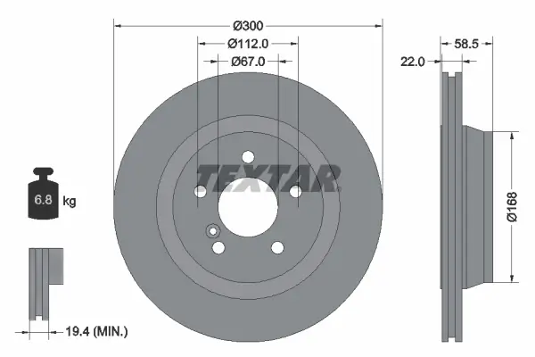 Bremsscheibe Hinterachse TEXTAR 92099503