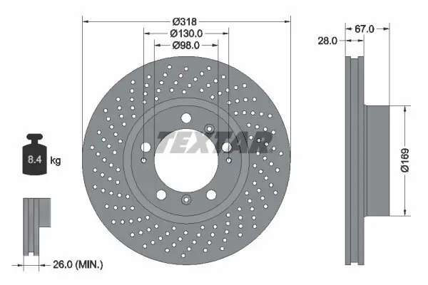 Bremsscheibe Vorderachse rechts TEXTAR 92100005