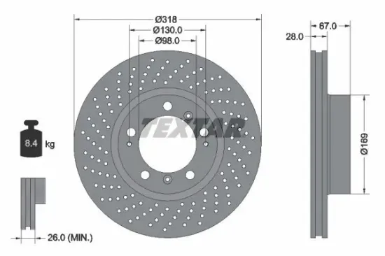 Bremsscheibe Vorderachse rechts TEXTAR 92100005 Bild Bremsscheibe Vorderachse rechts TEXTAR 92100005