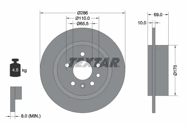 Bremsscheibe Hinterachse TEXTAR 92100200
