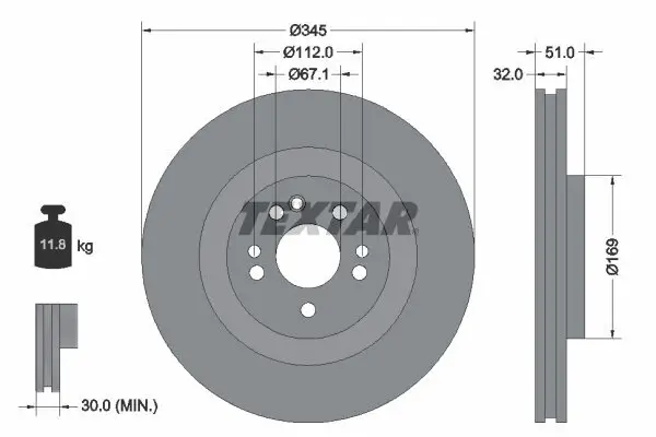 Bremsscheibe TEXTAR 92103205