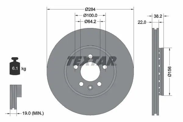 Bremsscheibe Vorderachse TEXTAR 92103400