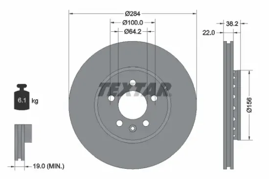 Bremsscheibe Vorderachse TEXTAR 92103400 Bild Bremsscheibe Vorderachse TEXTAR 92103400