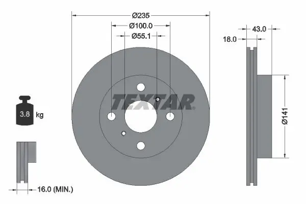 Bremsscheibe TEXTAR 92103603 Bild Bremsscheibe TEXTAR 92103603