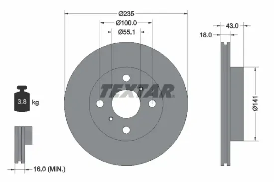 Bremsscheibe Vorderachse TEXTAR 92103603 Bild Bremsscheibe Vorderachse TEXTAR 92103603