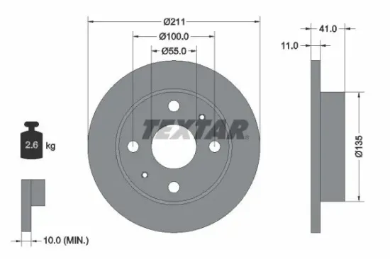 Bremsscheibe Vorderachse TEXTAR 92103700 Bild Bremsscheibe Vorderachse TEXTAR 92103700