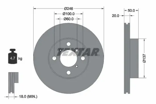 Bremsscheibe TEXTAR 92104500 Bild Bremsscheibe TEXTAR 92104500