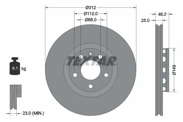 Bremsscheibe TEXTAR 92106100