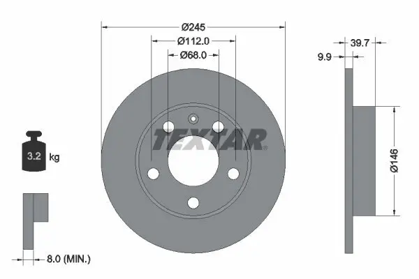 Bremsscheibe Hinterachse TEXTAR 92106203