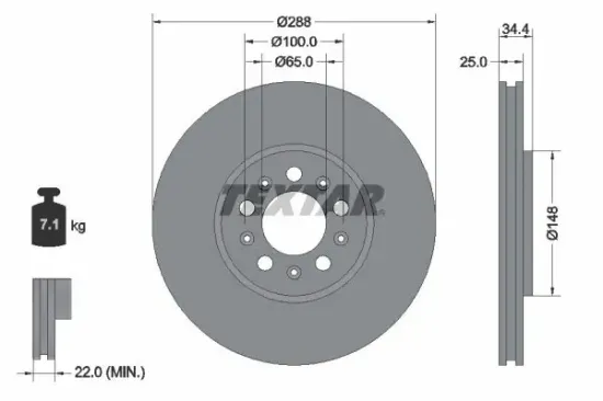 Bremsscheibe Vorderachse TEXTAR 92106603 Bild Bremsscheibe Vorderachse TEXTAR 92106603