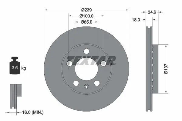 Bremsscheibe TEXTAR 92106803