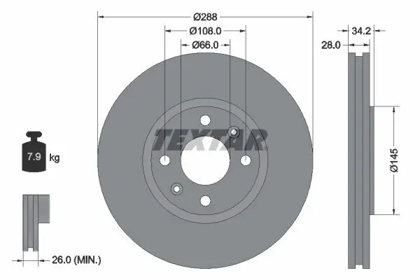 Bremsscheibe TEXTAR 92107800