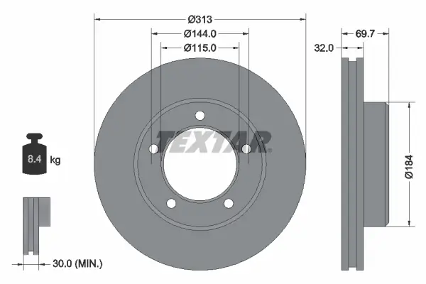 Bremsscheibe Vorderachse TEXTAR 92108103