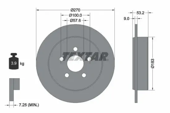 Bremsscheibe Hinterachse TEXTAR 92108600 Bild Bremsscheibe Hinterachse TEXTAR 92108600