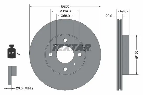 Bremsscheibe TEXTAR 92109300