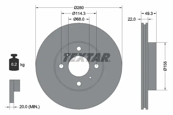 Bremsscheibe Vorderachse TEXTAR 92109300