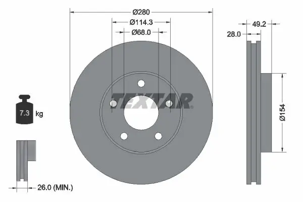 Bremsscheibe TEXTAR 92109400