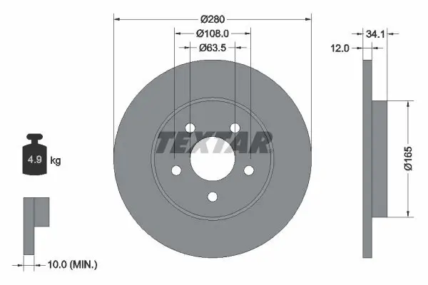 Bremsscheibe TEXTAR 92109703