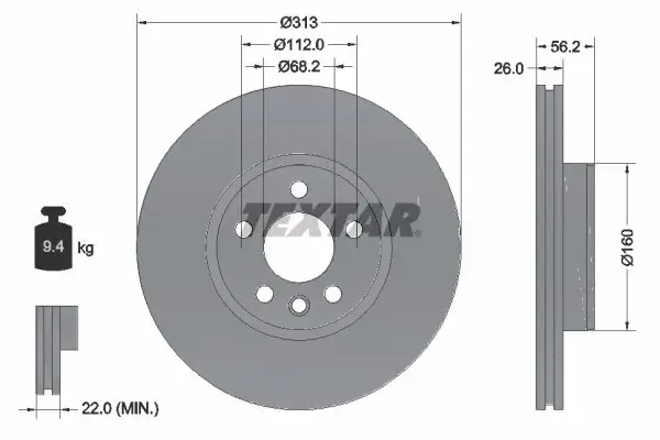 Bremsscheibe TEXTAR 92109905