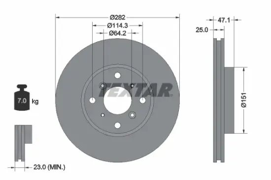 Bremsscheibe Vorderachse TEXTAR 92110100 Bild Bremsscheibe Vorderachse TEXTAR 92110100