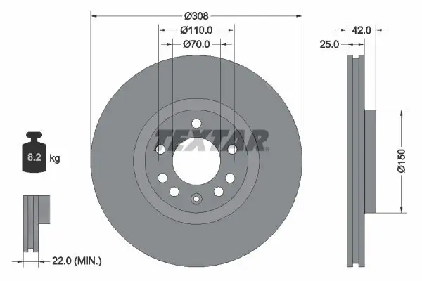 Bremsscheibe TEXTAR 92110905