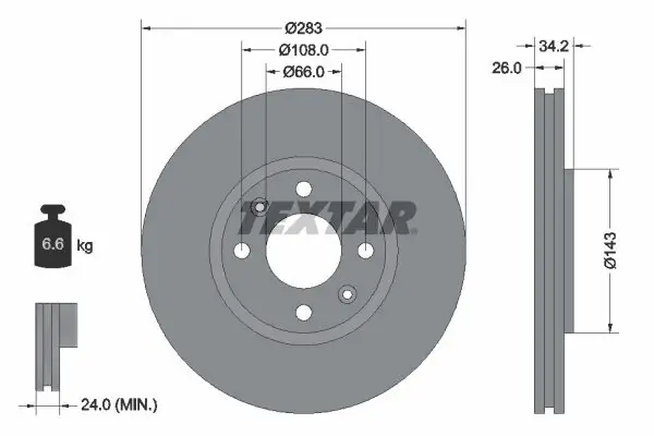 Bremsscheibe TEXTAR 92111603